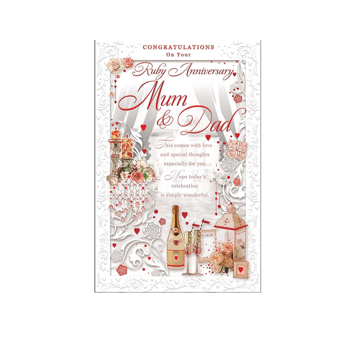 White Cotton Cards Erinnerungsalbum Zum 40. Hochzeitstag – Handgemachte Karte Mit Strass, 22x22 Cm, Weiß